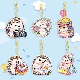 DIY Diamond Painting Hedgehog Pendant Decoration Kits, Including Acrylic Rhinestones Bag, Diamond Sticky Pen, Tray Plate and Glue Clay