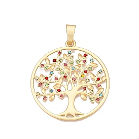 Rack Plating Eco-Friendly Alloy Big Pendants, with Rhinestone, Lead Free & Nickel Free & Cadmium Free, The Tree of Life