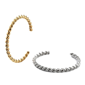 Placage ionique (ip) 304 bracelets manchette en acier inoxydable pour femmes, torsion