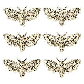 6шт. готические значки из сплава для лацканов, рюкзака и одежды, мотылек и череп