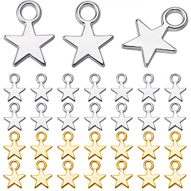 200Pcs 2 Colors Alloy Charms, Cadmium Free & Nickel Free & Lead Free, Star