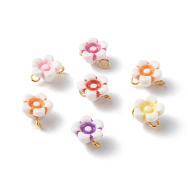 Acrylic Beads Link Connectors, Craft Beads, with Golden Iron Finding, Cadmium Free & Lead Free, Flower