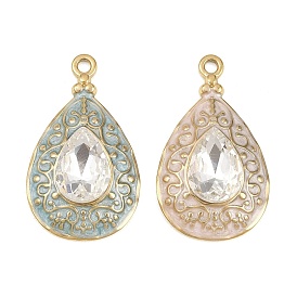 304 Подвески из нержавеющей стали с эмалью и прозрачными кубическими циркониями, слезинки, золотые