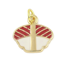 Brass Enamel Pendants, with Jump Ring, Real 18K Gold Plated, Sushi Charm