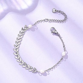 Браслеты из натурального культивированного пресноводного жемчуга, латунные цепочки ручной работы и браслеты-цепочки для женщин