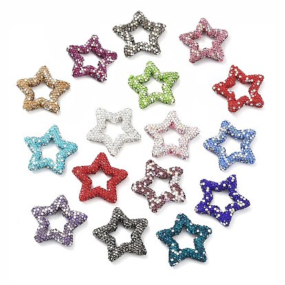 Звездообразные полимерные глиняные бусины со стразами, Фокальные бусины для изготовления бижутерии и брелоков
