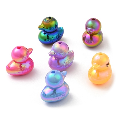 UV Plating Opaque Acrylic Beads, Iridescent, Duck