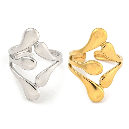 Ионное покрытие (ip) 304 каплевидное открытое манжетное кольцо из нержавеющей стали для женщин