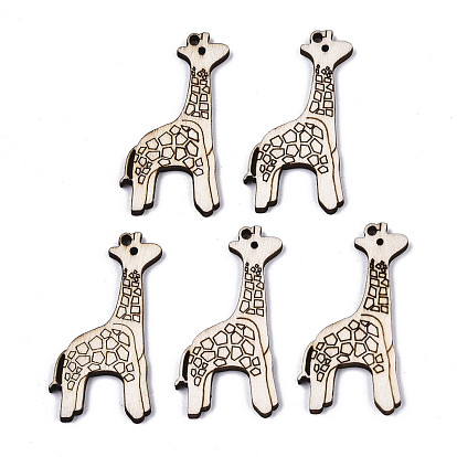 Unfinished Natural Poplar Wood Pendants, Laser Cut Wood Shapes, Giraffa