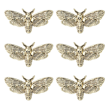 6шт. готические значки из сплава для лацканов, рюкзака и одежды, мотылек и череп