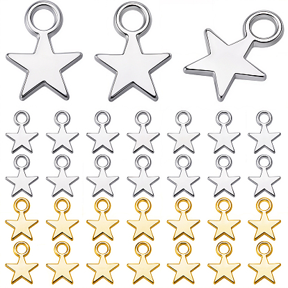 200Pcs 2 Colors Alloy Charms, Cadmium Free & Nickel Free & Lead Free, Star