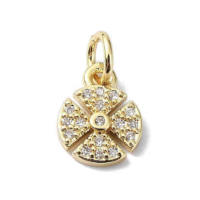Messing Micro Pave klare Zirkonia Anhänger, Cadmiumfrei und Nickel frei und Bleifrei, mit Sprungring, Blume