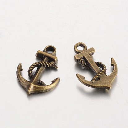 Anchor Tibetan Style Alloy Charms Pendants, Cadmium Free & Lead Free, 17x12.5x3mm, Hole: 2mm, about 1428pcs/1000g