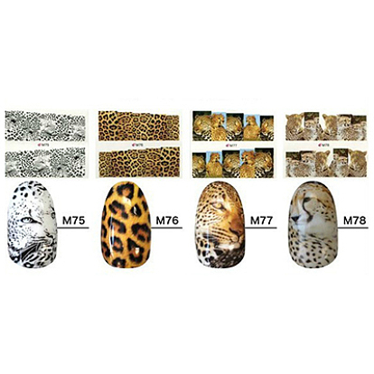 Nail Art Water Transfer Stickers Decals, Tiger &  Leopard Pattern