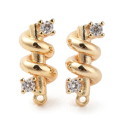 Brass with Clear Cubic Zirconia Stud Earring Findings, Cadmium Free & Nickel Free & Lead Free, Spring