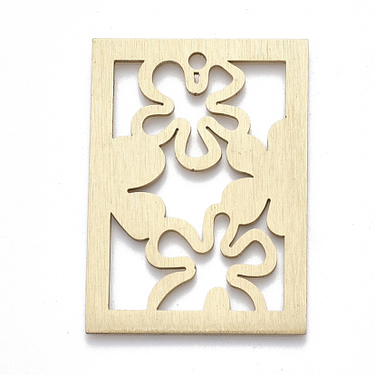 Aluminium Big Pendants, Laser Cut Big Pendants, Rectangle with Flower