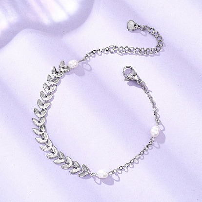 Браслеты из натурального культивированного пресноводного жемчуга, латунные цепочки ручной работы и браслеты-цепочки для женщин