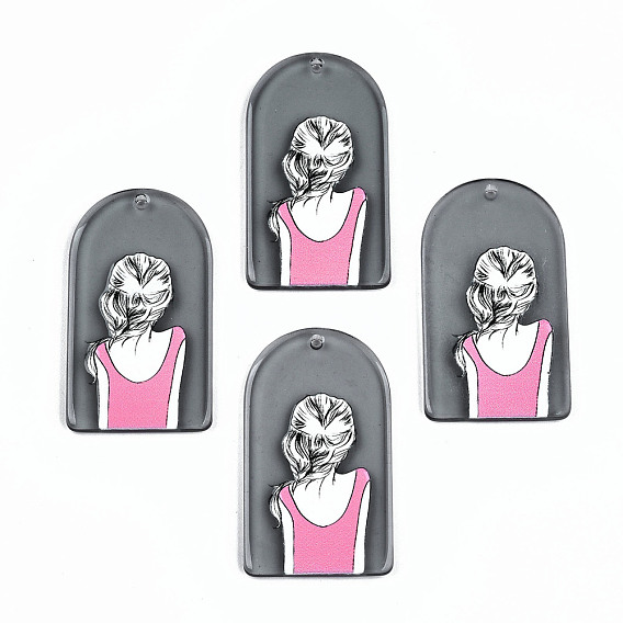 Прозрачные акриловые подвески, 3 d распечатано, полуовал с женским узором