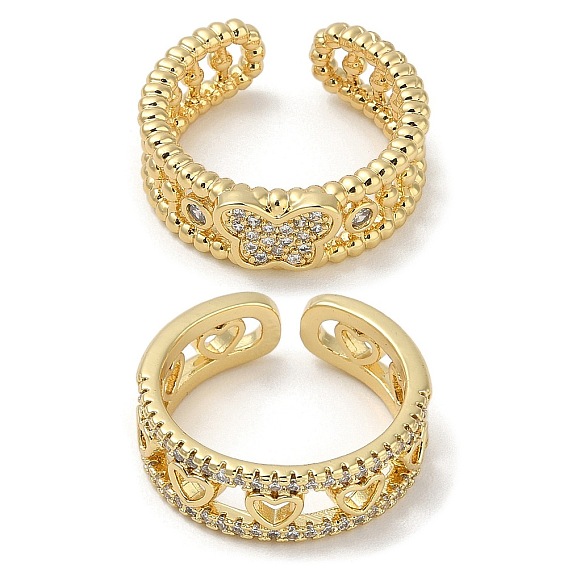 Кольца-манжеты для пальцев из латуни с микропаве из кубического циркония для женщин, без кадмия и без свинца, долговечный, реальный 18 k позолоченный