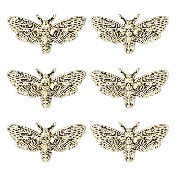 6шт. готические значки из сплава для лацканов, рюкзака и одежды, мотылек и череп