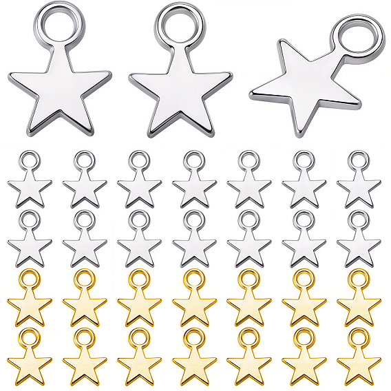 200 pcs 2 breloques en alliage de couleurs, sans cadmium et sans nickel et sans plomb, étoiles
