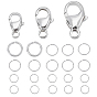3Pcs 3 Styles 925 Sterling Silver Lobster Claw Clasps, with 20Pcs Jump Ring