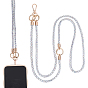 1 Set Rhinestone Name Card Straps, with Alloy Finding & Cell Phone Lanyard Tether, Golden, Rectangle