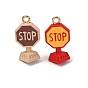 Alloy Enamel Pendants, Traffic Stop Sign Charms