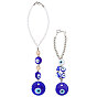 2 pièces 2 styles pendentifs œil protecteur en verre filé à la main, pour les ornements suspendus de voiture, plat rond