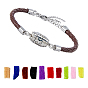 1pc 304 Bracelets diffuseurs de parfum en acier inoxydable à maillons colonnes, Bracelets de corde de cuir d'imitation, couleur inox, avec 1sac éponge coussinets parfumés