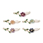 Copper Wire Wrapped Natural Cultured Freshwater Pearl & Gemstone Connector Charm , Flower Links, , Golden