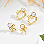 201 Stainless Steel Stud Earrings for Women, with Imitation Pearl, Golden