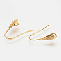 Brass Earring Hooks, Ear Wire, Cadmium Free & Lead Free, with Horizontal Loop, Nickel Free