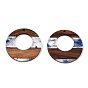 Transparent Resin & Walnut Wood Pendants, Donut Charms