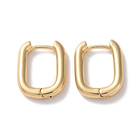 Rectangle Brass Hoop Earrings for Women