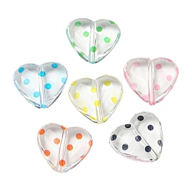 Transparent Printed Acrylic Beads, Heart