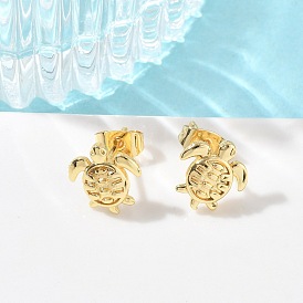 Латунные серьги-гвоздики для женщин, черепаха