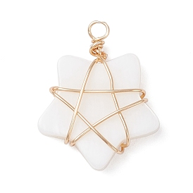 Природные подвески оболочки пресноводных, подвески-звезды с медной проволокой в обертке, золотые