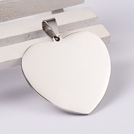 304 Stainless Steel Stamping Blank Tag Pendants, Heart, 35x38x1.5mm, Hole: 5x10mm