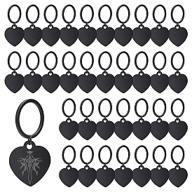 40Pendentifs en aluminium en forme de cœur (pièces), avec porte-clés fendu en alliage