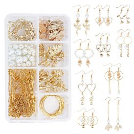 SUNNYCLUE Rose Theme Dangle Earrings DIY Making Kit, Including Alloy Pendants, Glass Beads, Brass Earrings Hooks & Pins & Cable Chains & Linking Rings & Jump Rings