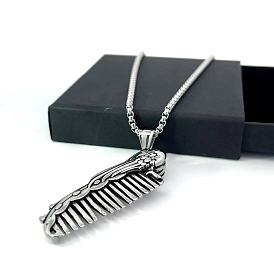 Винтажные ожерелья с гребнем феникса в китайском стиле из нержавеющей стали для мужчин