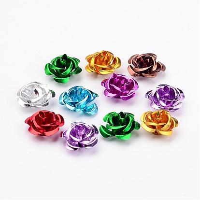 Aluminum Rose Flower, Tiny Metal Beads