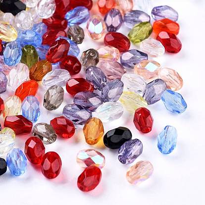 Electroplated Transparent Czech Glass Beads, Faceted, Rice