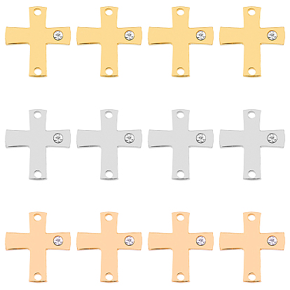 12 шт. 3 цвета 316 хирургическая нержавеющая сталь паве прозрачный кубический цирконий соединительные подвески, религиозные перекрестные ссылки