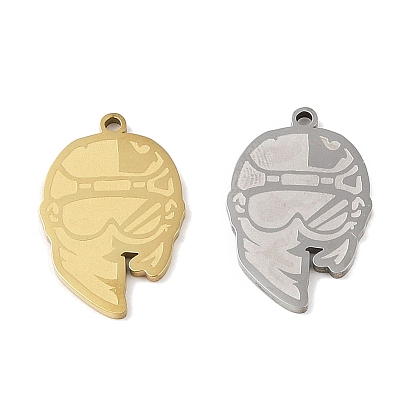 201 Stainless Steel Pendants, Helmet with Goggles Charm