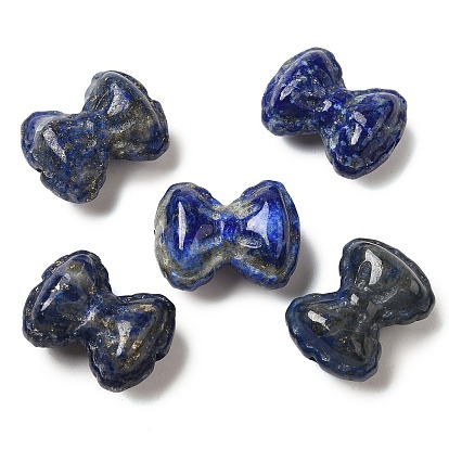 Резные бусины из натурального лазурита, бантом