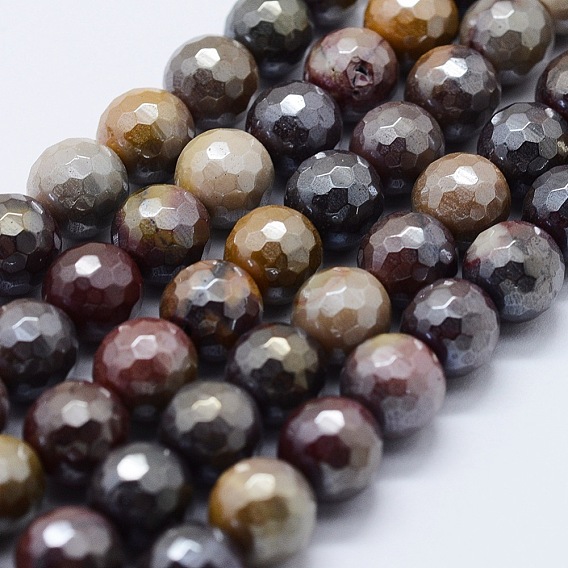 Electroplated Natural Mookaite Beads Strands, Round, Faceted
