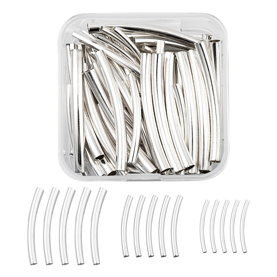 80Pcs 3 Styles Brass Tube Beads, Curved