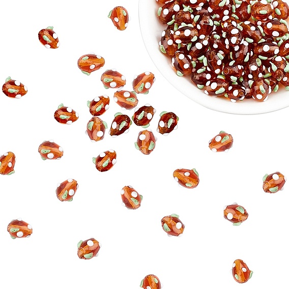 Ручной работы Lampwork 3 d клубника шарики, неровный